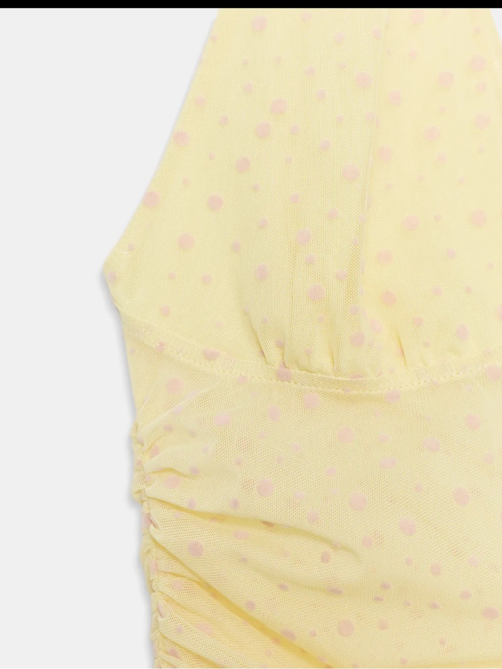 Zara Dotted Mesh Halter Top, Yellow/Pink, size S - Picture 2 of 4